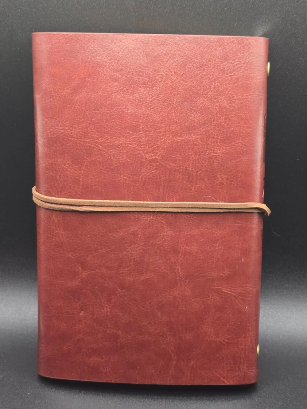 Brown Faux Leather Journal | Amethyst Crescent Moon & Labradorite Heart